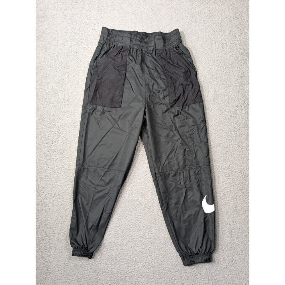 Nike Pants Womens Medium Joggers Big Swoosh Logo Pockets Elastic Waist Black